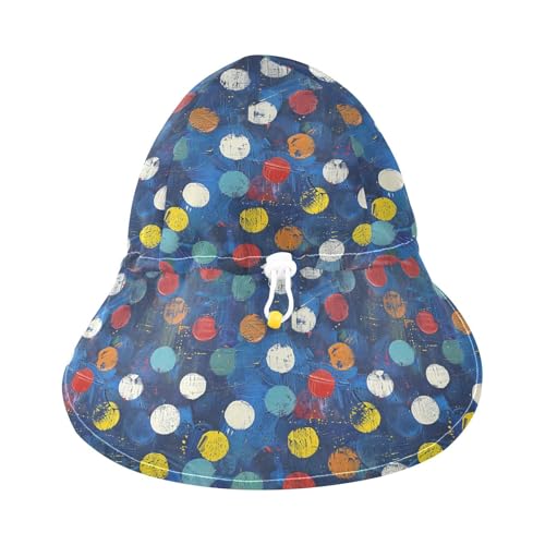 Toddler Sun Hat Baby Boys Beach Bucket Hats Baby Girls UV Protection Wide Brim Traveling Swim Hat Polka Dot Navy Blue3