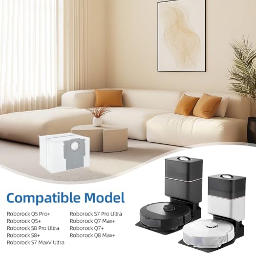 ANOMM 12 Stück Staubbeutel für Roborock Q5+/Q5 Pro+/Q7+/Q7 MAX/Q7 MAX+/Q8 Max+/S8 Pro Ultra/Q5 Max+ Roboter Staubsauger Selbstreinigungsstation, Ersatz-Staubsaugerbeutel mit Großer Kapazität