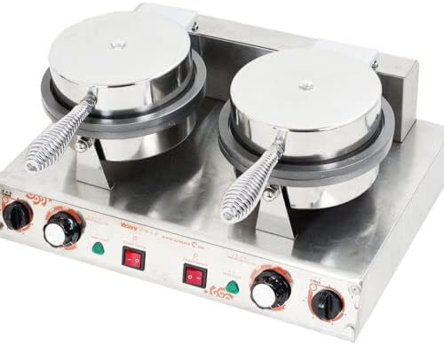 Commercial Ice Cream Waffle Cone Maker Two Heads Nonstick Baker 220V