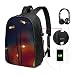 Produktbild NA Glühbirne Licht Feld Bokeh College Laptop Rucksack Tasche mit USB-Ladeanschluss Computer Business Rucksäcke für Frauen Männer Schule Studenten Casual Wandern Reisen Daypack