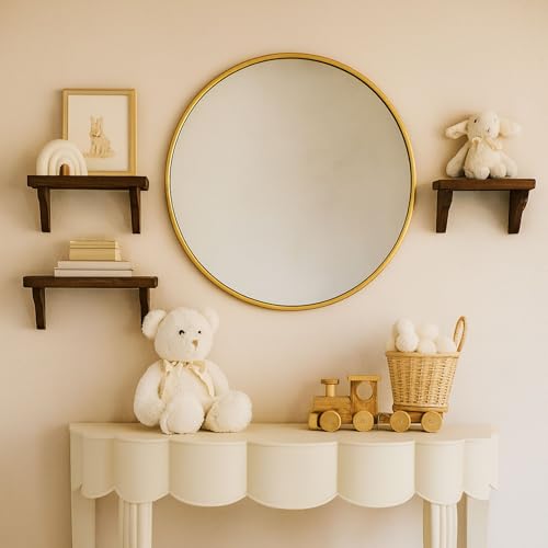Image of TEHOME Round Gold 36 inch, Brushed Brass Gold Wall Mirror for Bathroom Vanity,Bedroom & Entryway
