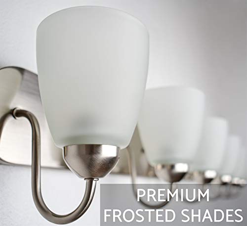 Kira Home Armada 48" 6-Light Modern Vanity/Bathroom Light With Brushed Nickel Finish And Frosted Glass Shades #TOP3