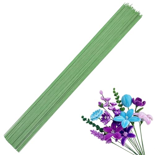 ARWIG 100 pièces de fil de fer floral | Tiges de fil de fer vert clair de 40 cm pour la création de fleurs | Fournitures de fleuriste | Accessoires pour l'art floral | Fils de fleuriste
