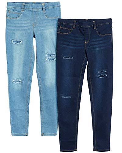 Real Love Girls Jeans - 2 Pack Comfortable Denim Stretch Skinny Fit Girls Leggings Jeggings with Pockets (Sizes: 7-16)