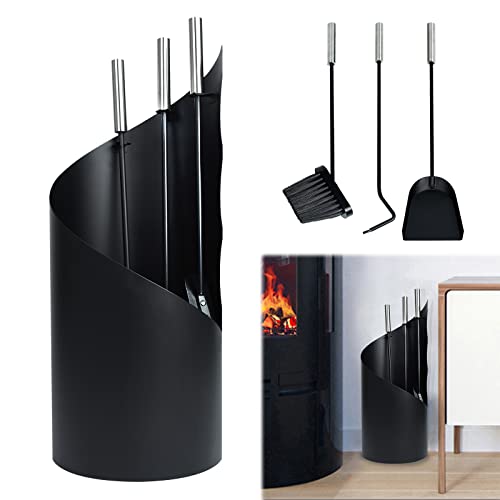 YRHome Serviteur de cheminée 4 pièces en acier inoxydable ensemble de cheminée accessoires de cheminée avec tisonnier, pelle à cheminée, pelle à cendres, support en acier poignées en acier inoxydable