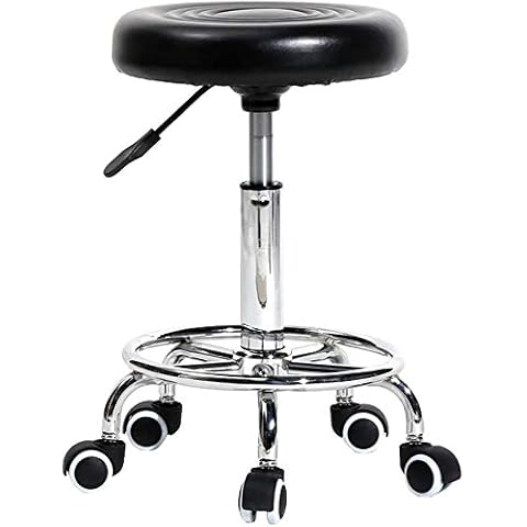 MathRose Rotation Bar Stool Adjustable Height Bar Stool Modern Armless Barstools Round Stool with Lines Round Cushion Swivel Stool for Kitchen Dining Living Bistro Pub Chair Counter Back (Black 1) Cover