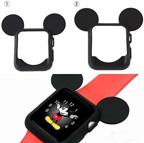 Navor Soft Silicone Protective Case for Cartoon Mouse Ears Compatible for Apple Watch 38mm Series 1/2/ 3 - Black