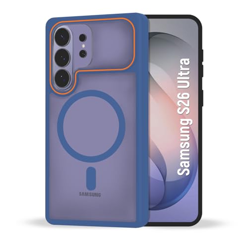 Image of AIBEX Protective Case Compatible for Samsung Galaxy S26 Ultra 5G|Slim Protective Back Cover with Camera Lens Protection, Strong Magnetic Support & Anti-Slip Grip|Military Grade Drop Protection - Blue
