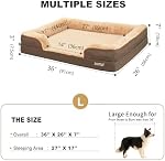 JOYELF Lit de chien orthopédique pour grands chiens, lit de canapé en mousse, lit pour chien Bolster avec couverture lavable amovible et fond non patiné, lit durable pour chien pour chiens moyens à grands - Café