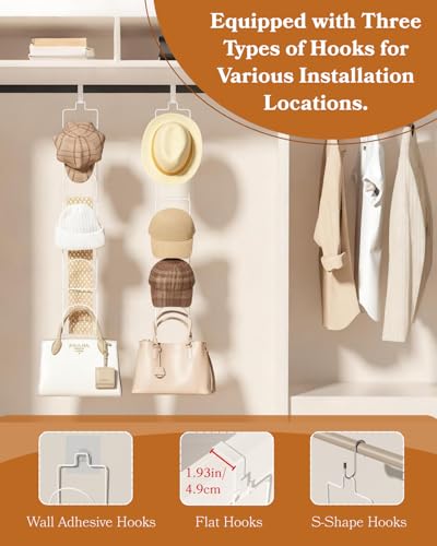 LINFIDITE10 Pack Over The Door Hat Organizer for baseball caps Cap Halter Tür Hut Racks, Baseball Cap Halterung Schrank hängende Einstellbare Huthalter,für Schals Handtaschen Handtücher Kleidung Weiß