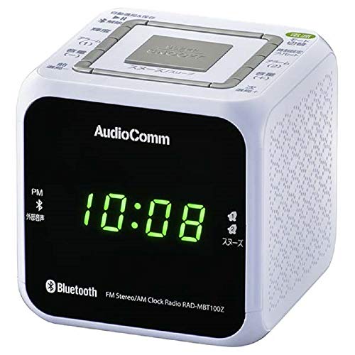 オーム電機 AudioComm クロックラジオ Bluetooth対応 MP3再生 ホワイト RAD-MBT100Z-W 07-8963 OHM