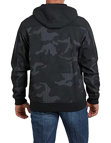 Cinch Men's Camo Print Zip-Front Bonded Hooded Jacket Black Medium US3