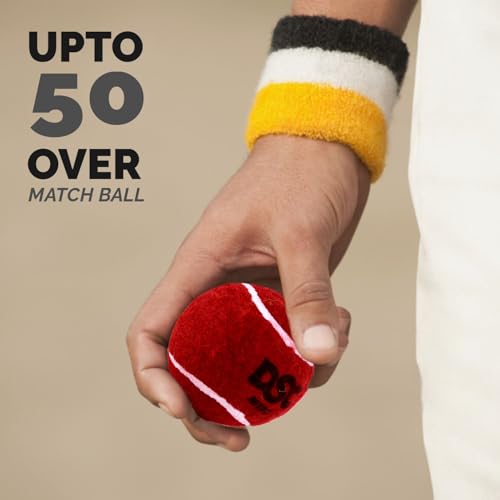 Image of DSC Nitro Heavy Cricket Tennis Ball - All-Weather Rubber Composite with Premium Felt, Solid Core for Indoor & Outdoor Play (Red), 6 Balls