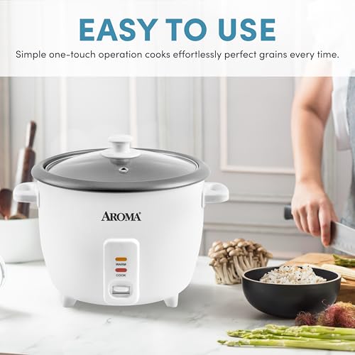 AROMA® Rice Cooker, 8-Cup (Uncooked) / 16-Cup (Cooked), Pot-Style Rice Cooker and Soup Warmer with One-Touch Control, 4 Qt, White, ARC-368NG - Image 3