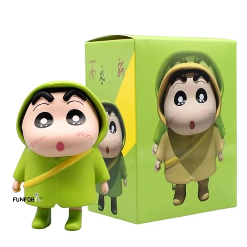 Image of FUNFOB Shinchan Action Figure | Shin chan Figurine Cartoon Figures Toys for Boys & Girls PVC Multicolour (Shinchan Rain Green)