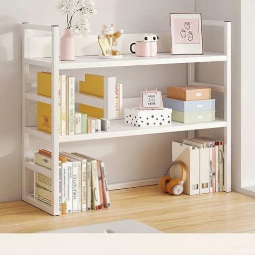 Pink Palm Estantería de Escritorio organizadora, librería de Madera y Metal de 3 Niveles, Estante de Almacenamiento para Dormitorio, Oficina, hogar (Blanco, 75 cm   29,5 Pulgadas)