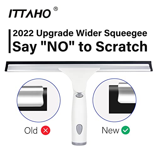 Ittaho Squeegee For Window Cleaning,12" Squeegee And 11" Microfiber Scrubber Combi With Stainless Steel Pole,Extendable Squeegee Window Cleaner For Car,Sliding Door,Shower Glass Door #TOP2