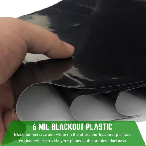 Farm Plastic Supply - Panda Film Light Deprivation Greenhouse Cover - 6 Mil - (24' X 20') - 100% Blackout Tarp, Black White Plastic Sheeting, Green House Poly Film #TOP2