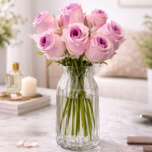 Image of SATYAM KRAFT 6 pcs Artificial Rose Flower Stick for - Home, Office, Bedroom, Balcony, Table Display, Living Room Decoration and Craft Corner, Diwali (Pack of 6) (Pink - 24)
