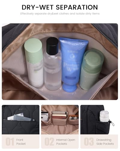 Sac de voyage LOVEVOOK noir 2 Pcs grand volume avec compartiments étanches