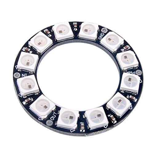 DIYmall 12 X WS2812B RGB LED Ring 12 Bits WS2812 5050 DC 5V Lamp Light with Integrated Driver Full Color Light for Arduino Raspberry Pi