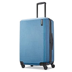 AMERICAN TOURISTER Stratum XLT Expandable Hardside Luggage with Spinner Wheels, Blue Spruce, Checked-Medium 24-Inch