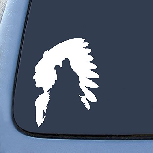 Bargain Max Decals Indian Chief Wolf Silhouette Sticker Decal Notebook Car Laptop 5.5