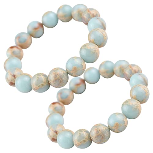 Pulseras de cuentas naturales azules YXWYXWA para yoga y decoración de niñas 4