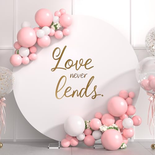 Minetom 6.6FT Round Metal Backdrop Stand with White Wedding Arch Cover Spandex, Gold Wedding Balloon Arch Backdrop Stand Round Arch Frame for Birthday Party Baby Shower Graduation Ceremony Decoration by Minetom - Used condition - US$54.72