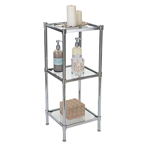 Organize It All 3 Tier Tempered Glass Freestanding Bathroom Storage Tower 13.25 X 13.25 X 31 Inches #TOP4
