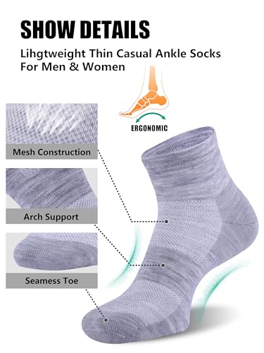 Image of Merino Wool Ankle Socks, Men's Women's 90% Wool Athletic Thin Running Moisture Wicking Socks, 3 Pairs