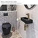 DeerValley Wall Mount Sink, Mini Black Rectangle Vessel Sink, Small Bathroom Cloakroom Ceramic Wash Basin Wall Hung Sink for Small Space(Right Hand)