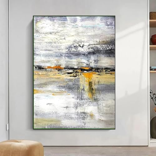 Peintures blanches et grises abstraites 40 x 65 cm impression sur toile encadrée salon