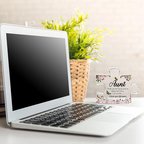 VELENTI Aunt Gifts from Niece - Engraved Acrylic Block Puzzle Piece - Cute Auntie Present with Lovely Saying - Fancy Favorite Aunt Gift - Birthday, Christmas, Chic Decoration Piece