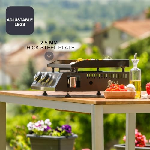 Barbecue à gaz +Decker BXOP4900E Plancha Grill 2 Brenner Grillfläche 45x36cm 4.90 kW - vue 7