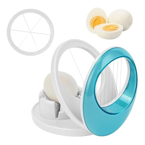 LAWALEISHE Egg Slicer with Stainless Steel Wire Egg Slicer,Multifunctional Egg Cutter,Heavy Duty Egg Cutter with Sharp Wire for Evenly Slicing Boiled Eggs Ham Banana and Strawberry (Blue)