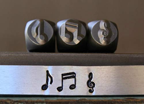 6mm Eighth Note, Double Bar and G Clef Music Note Metal Punch Design Jewelry 3 Stamp Set