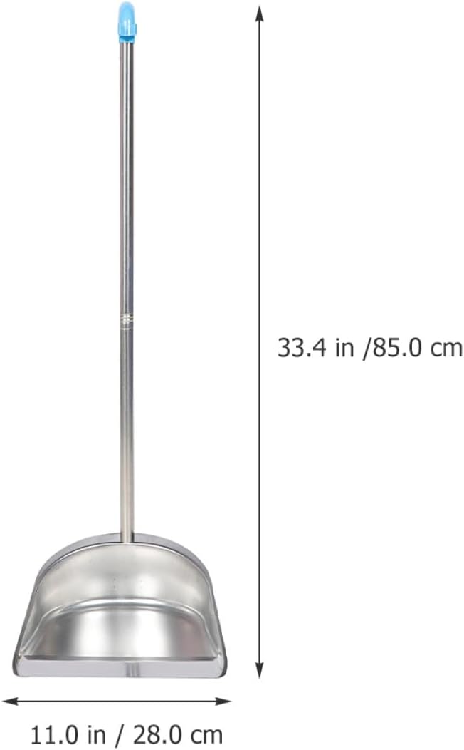 GALPADA Long Handle Stainless Steel Dustpan Detachable 1mm Thick Kitchen Cleaning Shovel for Home and Commercial Use