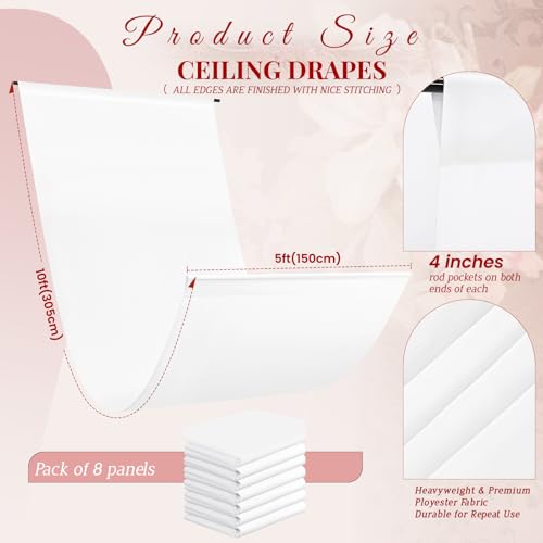 Rideaux de plafond blancs masquer plafond salle mariage lot de 8 - 2