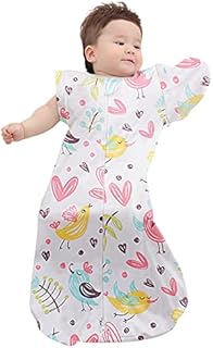 LILBESTIE Baby Transition Swaddle Sack, 100% Cotton Sleeping Bag with Detachable Sleeves for Easy Transition of Newborn to Better Sleep, Dinosaur, Large