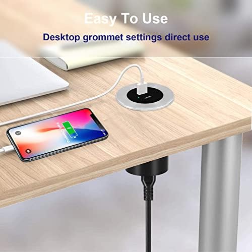 USB Charging Station,JE Make IT Simple 20W Fast Charger With USB C Desk Charger Desktop Charging Station Mounts On The 2.4" Grommet Hole With Power Cable Compatible with iPhone 13/iPad/Galaxy Series
