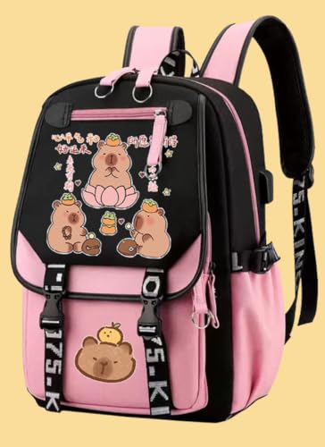 Kiobrvhe Cartoon Capybara Lightweight Waterproof Backpack for Women - Cute Aesthetic Daypack (Style B)2