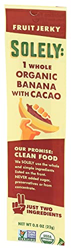 Image of SOLELY - Organic Banana Chocolate Drizzled Fruit Jerky - 1 Individually Wrapped Fruit Strip - Fruit Leather Made from Dried Fruit - Healthy Snacks for Adults & Kids - Vegan, Non GMO - 0.8oz (23g)