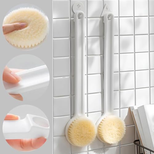 Image of Silicone Bath Brush with Long Handle - Soft Bristles Back Scrubber for Shower | Body Massage - Exfoliating Dirt Removal Brush for Men | Women (Shower brush)
