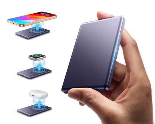 Ultra Slim Magnetic Portable Charger,5,000mAh Wireless Portable Charger with USB-C Cable,Battery Pack for Apple Watch,22.5W Fast Charging Magnetic Power Bank for iPhone 16/15/14/13/12 Pro/Pro Max/Plus