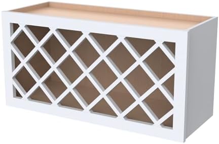 Solid Wood RTA Grid Wine Rack Cabinet for Kitchen, Dining Room, C...