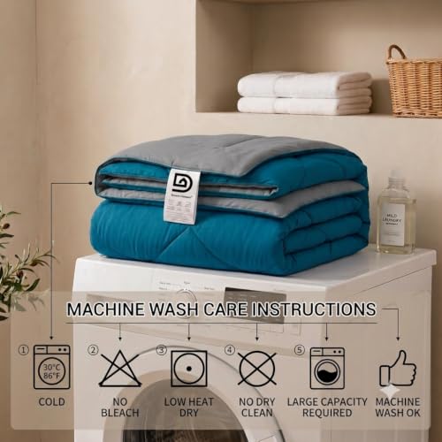 Image of 220 GSM Comforter Set Double Bed | Microfiber Reversible AC Blanket Duvet Quilt for Double Bed King Size for Winter (Teal & Grey)