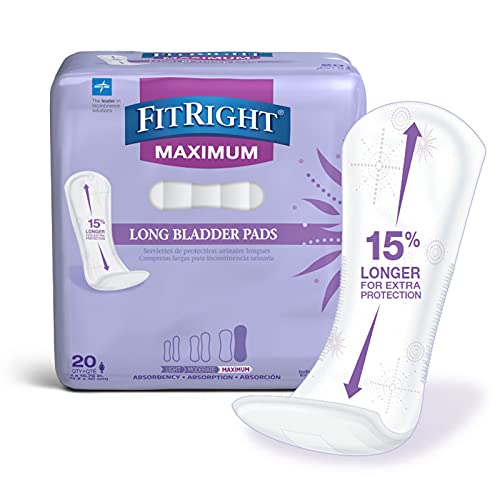 FitRight Long Bladder Control Pads, Maximum Absorbency, 4