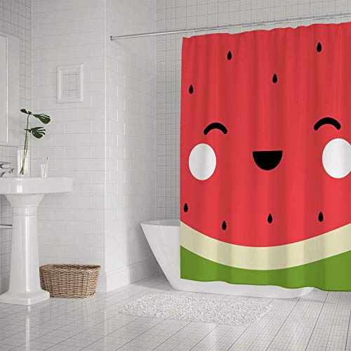 Rideau de douche pastèque en polyester lavable 168x183 cm avec 12 crochets - 3