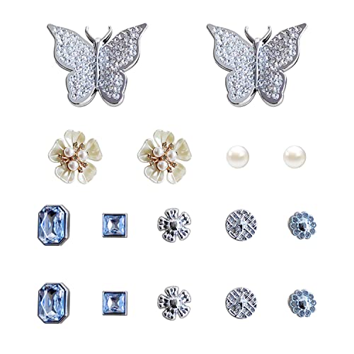 16 decoraciones de zapatos de mariposa con diseño de flores, decoración de zapatos, accesorios desmontables, adornos de perlas de cristal de mariposa